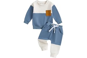 Carolilly Ensemble Vêtement Enfant Bébé Garçon de 2 Pièces, Sweats à Manches Longues + Pantalon Taille Elastique (0-3 Ans)