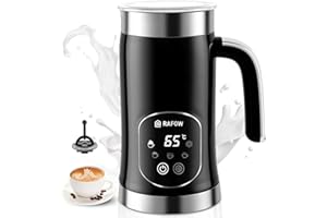 RAFOW Electric Milk Frother 5 in 1 - Automatic Milk Frother 350 ml Large Capacity Milk Steamer for Hot Cold Milk Foam Hot Chocolate Latte Cappuccino Black
