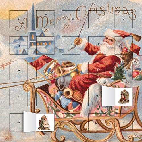 Download Calendrier de l'Avent - Noël - PERE NOEL TRAINEAU- noël - FORMAT 30X30cm + offert un agenda de poche 2019