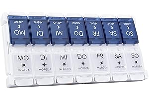 MERICARGO Pillendose 7 Tage 2 Fächer, Tablettenbox 7 Tage Morgens Abends 14 Fächer Herausnehmbarer Wöchentlicher Medikamentenbox Pillenbox