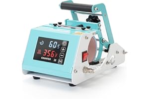 PYD Life Mini máquina de prensa de calor de 110 V, vaso verde menta, máquina de prensa de calor, pantalla táctil para tazas de cerámica de sublimación de 11 onzas, vasos cortos, tazas de impresión