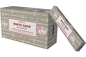 Satya Bastoncini di incenso Nag Champa, salvia bianca, 12 confezioni da 15 g Satya