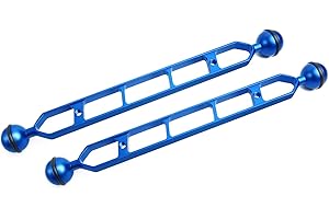 LetonPower Bras d'extension en Alliage d'aluminium à Double Bille de 11", connecteur de tête à Bille de 1", Bras sous-Marin pour Stroboscope/lumière vidéo/Plateau pour caméra de plongée (2pack)