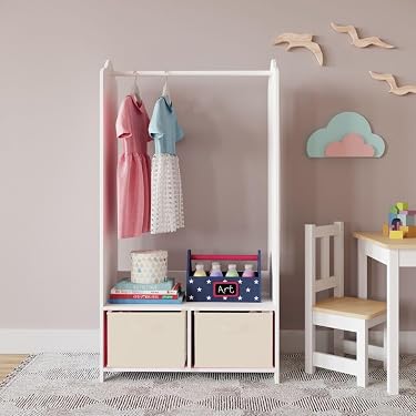 Armoire De Rangement Enfant 111x47x147 Cm Blanc - Penderie Et étagères Pour Chambre