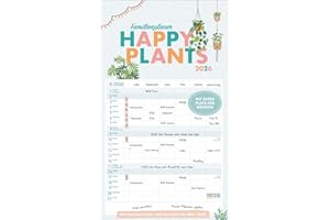 Familienplaner Happy Plants 2026: Familientimer, 6 große Spalten. Mit Ferienterminen, extra Spalte und Vorschau bis März 2027 und vielem mehr. Format: 27 x 46 cm