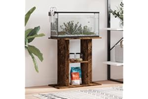 CIADAZ Aquarium Stand Smoked Oak 60x30x60 cm Engineered Wood, Fish Tank Stand, Fish Tank Cabinet, Vivarium Cabinet