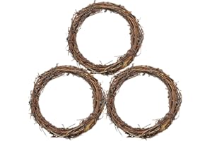 WJAJOY 20cm Natural Grapevine Wreath - Vine Branch Rattan Wreath for DIY Christmas Craft, Front Door Wall Hanging, Wedding and Party Decors（3 Pack ）