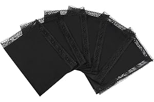 HOULIFE Mouchoirs Tissu Femme - Petits Mouchoirs en Tissu Noirs, 100% 60S Coton Dentelle Brodée Motif Fleur Doux pour Funérailles, Lot de 6/12 Pièces, 25x25cm