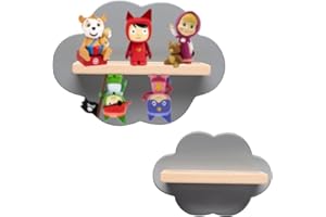 KELENS Tonie Shelf - Wall-Mounted Magnetic Cloud Shaped Shelf for 16 Figures, Set of 2 for Children's Room, Wooden, Gray