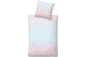 LIVING DREAMS Mako-Satin Bettwäsche Cuba bleu-Rose 1 Bettbezug 135 x 200 cm + 1 Kissenbezug 80 x 80 cm