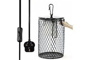 PetFizz Reptile Ceramic Lamp Holder Guard, Anti-hot Cage for Heat Lamp Bulb, UVA UVB Bulb, Basking Light, Ceramic Lamp Holder for Reptile, Bird, Tortoise, Lizard, Bearded Dragon(MINI)