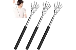 EXIN DECHEN 3 szt. skrobak do pleców do masażu głowy i pleców, teleskopowa rączka do drapania ze stali nierdzewnej, od 21 cm do 56 cm, prezent dla mężczyzn, kobiet