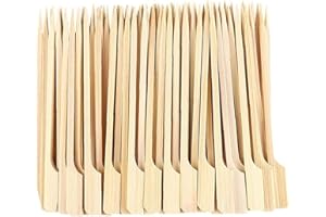 100 Pieces Bamboo Paddle Skewers Natural Wooden Cocktail Sticks Picks for Barbeque, Kebabs, Cocktails, Buffet, Party by J-Kare (100, 15cm)