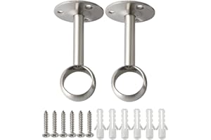 SAYAYO Soporte Barra Cortina Techo Cepillado Soporte Barra Armario Pared 25mm Diámetro Acero Inoxidable 2 Piezas Accesorios de Cortinas Barra de Armario, Ducha, Dormitorio, EFL4025LS-2P-FR