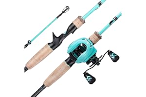 Sougayilang Baitcaster Combos, 2 Section M/MH Lightweight Casting Fishing Rod and 8.0:1 Baitcasting Reel, 1.8/2.1m Fishing Rod and Reel Set for Travel Saltwater Freshwater