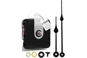 DEEWISH 12888 Kit Movimento Fai-da-Te al Quarzo per Orologio da Parete - Meccanismo Silenzioso, Parti di Ricambio, Lunghezza Totale dell'albero 12,4 mm (31/64 Pollici), (lancette Nere B)