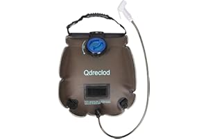 Qdreclod Bolsa de Ducha Solar, 20L Bolsa de Ducha de Viaje Portátil con Termómetro,Cabezal de Ducha Conmutable con./desc,Marca de Capacidad, Bolsillo de Almacenamiento,Baño al Aire Libre Ducha