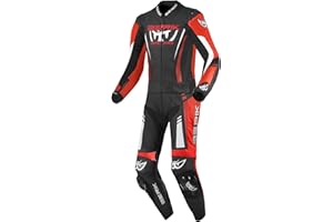 ‎BERIK Berik Absolute GP2 2-Teiler Motorrad Lederkombi, schwarz/neon-rot/weiß, 52
