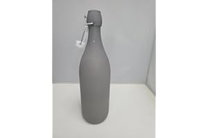 KWARE Botellas de vidrio de estilo vintage de 1 litro, ideales para uso doméstico o comercial, llenar con agua, vino, licor, aceite, cerveza, licor o cordiales (parte superior oscilante gris