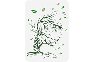 FINGERINSPIRE Pochoir de Peinture Arbre Femme 21x29.7cm Branches D'Arbres Creuses Feuilles Pochoir pour Peinture Plastique PET Visage de Femme Modèle de Dessin Grand Arbre de Vie Pochoir pour Peinture