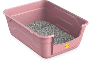 Cat Centre Katzenklo Offen Mit Hohem Rand Katzentoilette Ohne Deckel Rosa L 50 x 38,5 cm
