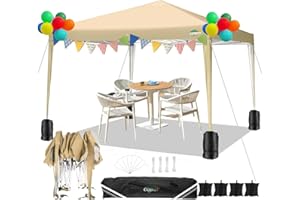COBIZI Gazebo 3 x 3 m Waterproof Pop Up Gazebo 3 x 3 Foldable Folding Gazebo Garden Gazebo Party Tent Folding Tent 3 x 3 Height Adjustable Beer Tent with 4 Sandbags (Khaki