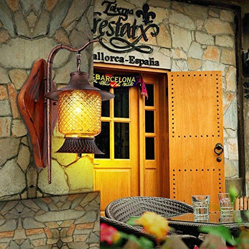 Preisvergleich Produktbild HAIZHEN Wandleuchte Continental Bügeleisen retro Holz Marokko Sprossenwand Wandlaterne kreative Persönlichkeit gang Beleuchtung