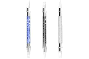 ZEYIYER Silikonowe narzędzie do zdobienia paznokci, podwójna końcówka, silikonowa szczotka do paznokci, kryształ górski, do manicure, rzeźbienia, żelu, kształtowania, rysowania, folii, 3 szt