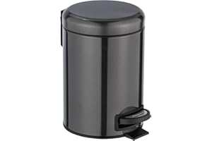 WENKO Cubo de pedal de acero inoxidable Leman metálico negro