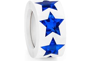Imeepa 500 PCS Holographic Blue Star Stickers, 1 Inch Self-Adhesive Metallic Glitter Foil Stars, Sparkly Reward Labels for Kids, Students, Teachers Supplies