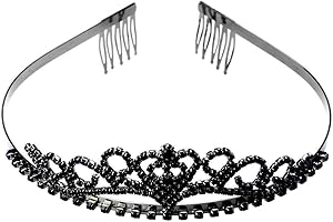 ROSENICE Kristallkrone, Kristall Tiara, Schwarz Strass Diadem mit Kamm für Geburtstags Hochzeit Abschlussball Prinzessinnenpartys Frauen und Mädchen