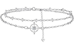 Hifeeled Tobilleras Plata de Ley 925 para Mujer Pulseras de Tobilleras Verano Descalzo Playa Cadena - Ajustable [22cm+4]