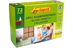 Favorit Anzünder für Grill, Kamin; Echtholz und Wachs, besonders brennstark, Brenndauer ca. 8-10 Minuten; 72 Stück - 1828