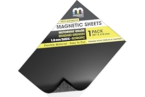 THE MAGNET SHOP TMS Magnetic Sheets Self-Adhesive | For Magnet Die Storage, Crafts, Cars, Taxis, Vehicles, Sign Making and Outdoor Use | Extra Sticky, Strong Flexible Vehicle Grade (1.0mm thick, A4 Sheet, 1)
