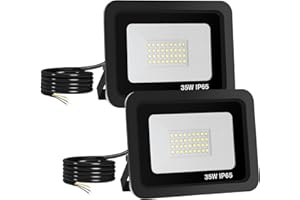 Mille Lucciole LED Strahler 35W,LED Strahler Außen 3500LM,LED Scheinwerfer 40 LED IP65 Wasserfest,LED Außenstrahler 6500K Kaltweiß,LED Scheinwerfer 230V für Garage,Garten【2 Stück Schwarz】