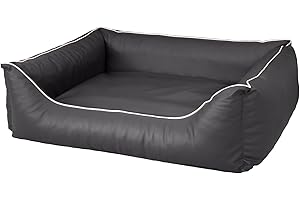 CopcoPet Hundebett mittelgroße Hunde – Waschbares Hundekissen 【Wendebett】 Hundekorb aus Kunstleder - Formstabiles Hundesofa - Hundekörbchen mit erhöhten Rand, Dog Bed Grau 100 x 80 cm