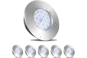 ‎HIBAY HiBay LED Spot 5W LED Einbaustrahler Flach IP44 Badezimmer Deckenspots Rund Matt Nickel Einbauleuchten 3000K Warmweiß 500lm 6er Set