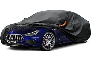 Kayme Funda Coche,Compatibles con 2013-2023 Maserati Ghibli,Transpirable Anti-UV Antipolvo de 7 Capas,Cubierta para Coche con Cremallera y Forro de Algodón.(Entrega en 3-7 días) Negro