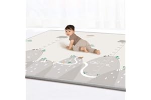 CHTH Składana mata do zabawy dla dzieci duży rozmiar zagęszczona pianka dla niemowląt mata do raczkowania dwustronna wodoodporna miękka przenośna zabawa, XPE, nie zawiera BPA i nietoksyczna dla dzieci malucha niemowlęta do zabawy