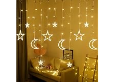 Ramadan Decorations Light, Eid Moon String Lights Moon, Mini Star Fairy Lights Lantern Lamp for Wedding Party Home Garden Bed