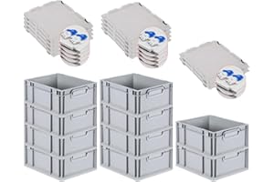 PROREGAL SuperSparSet 10x Eurobox NextGen Economy mit Scharnierdeckel & blauen Verschlüssen | Griffe geschlossen | HxBxT 17x30x40cm | 16 Liter | Eurobehälter Transportbox Transportbehälter