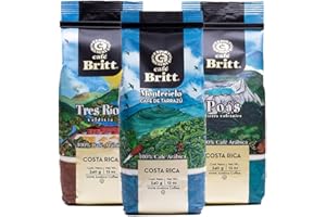 CAFE BRITT Café Britt® - Costa Rican Origins Coffee Bundle (12 oz.) (3-Pack) (Coffee From: Tarrazú, Tres Ríos & Poás) - Ground, Arabica Coffee, Kosher, Gluten Free, Gourmet & Medium Light & Dark Roast
