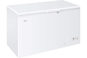 Haier HCE429F Freestanding Chest Freezer, 2021-429 litre Total Capacity, With Counter Balance Lid, White, F Rated