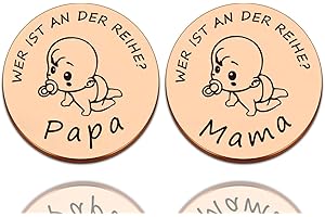 KIYOYI Geschenke Zur Geburt,Neue Papa Mama Geschenke Entscheidungsmünze,Taufgeschenke für mädchen jungen,Neue Eltern Geschenk Schwangerschaftsgeschenk,Personalisierte Geschenke Baby (G)