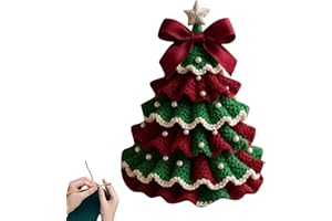 Waycin Kit de décoration de sapin de Noël au crochet à faire soi-même - Kit de décoration de vacances pour débutant, nœud d'arbre - Décoration de fête de Noël au crochet - Kit de démarrage (vert-1)