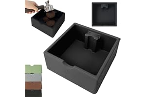 MORAINJAY Caja para Golpear Café Negro,15cm Cuadrado Contenedor de Posos de Café,Silicona Alimentaria Sólida, Base Antideslizante,Apto Lavavajillas,Accesorio Barista para Espresso