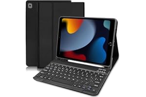 COEZFE Funda con Teclado iPad 9a generación, Funda Teclado para iPad 10.2 Pulgadas(iPad 9th/ 8th/ 7th), Desmontable Teclado Español Ñ para iPad 9ª Gen / 8ª Gen / 7ª Gen/iPad Air 3/ iPad Pro 10.5, Negro