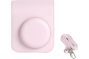 DECHOGA Etui kompatybilne z Fujifilm Instax Mini 12 / Mini 11, skóra PU, torba podróżna, miękka sztuczna skóra, etui na aparat Mini 11, etui ochronne na aparat ze zdejmowanym paskiem na ramię (różowe), Rosa,