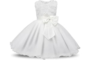 NNJXD Vestido de Fiesta de Princesa con Encaje de Flor de 3D sin Mangas para Niñas