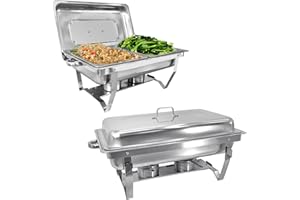 Jacgood Chafing Dish Edelstahl Buffet-Set Warmhaltebehälter Speisenwärmer Wärmebehälter Rechaud für Catering, Buffet und Party (2 Set 1x2 GN-Behälter)